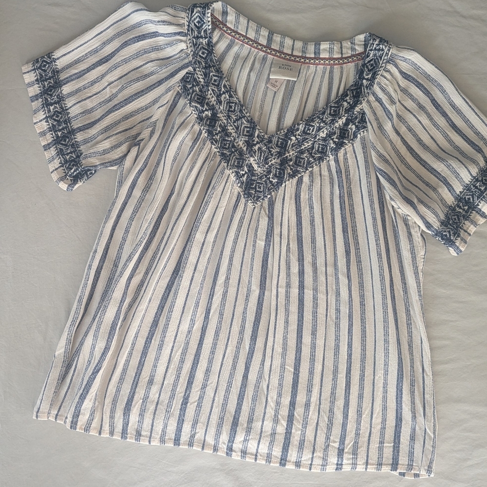 Knox Rose Blue and White Striped Blouse